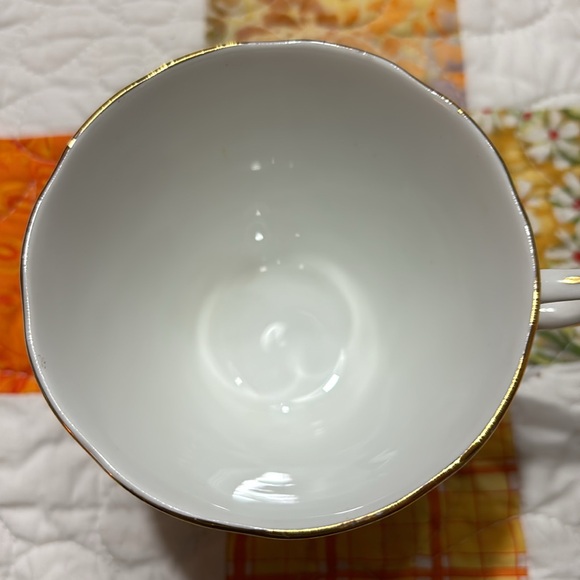 Collingwoods Vintage Teacup & Saucer #417 Pink Rose Gold Print White Bone China - Picture 4 of 5